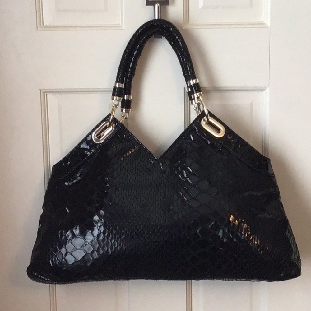 Tahari Black Snakeskin Purse